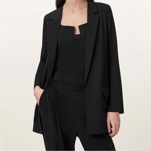 All Saints Aleida Lightweight Tri Blazer Women's Black Jacket Size 6 Minimalist